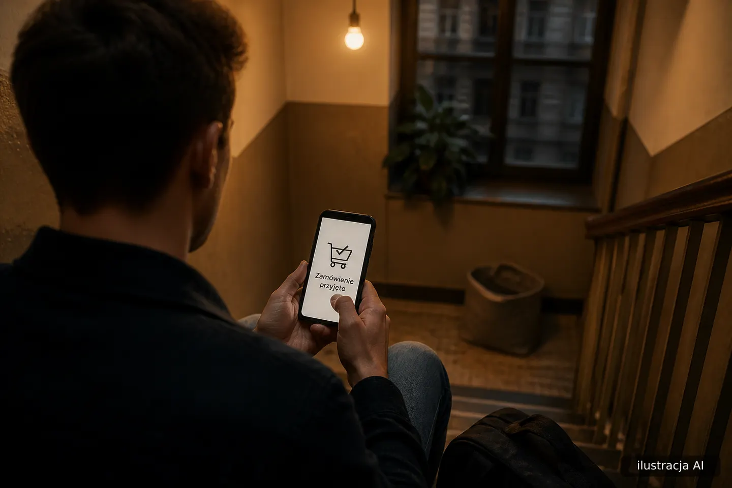 Osoba przeglądająca profil na Instagramie na smartfonie przy biurku